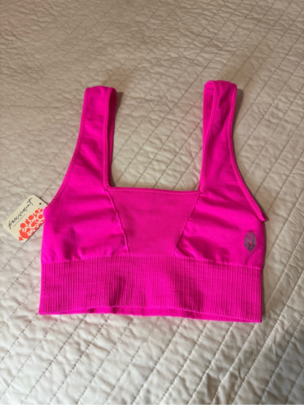 FP Movement by Free People neon pink Good Karma Square-Neck Bra